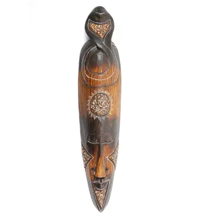 Masque africain serpent 50cm en bois fait main.