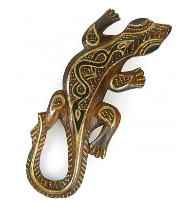 Salamandre motif tribal - décoration murale en bois 30cm