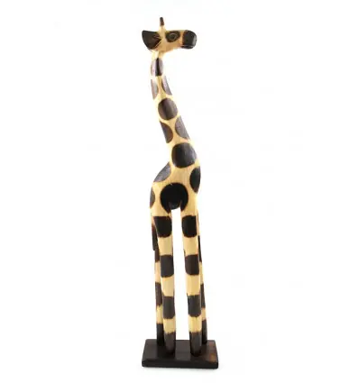Statue Girafe 60cm en bois | Déco Safari / Afrique