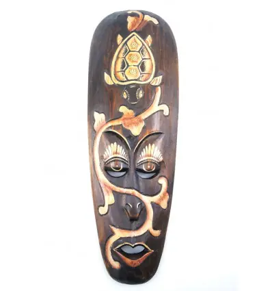 Masque Africain en bois 50cm. Décoration murale motif tortue.