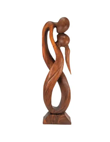 Statue Abstraite XL "Couple Enlacé" 100cm en bois | Cadeau Anniversaire de Mariage