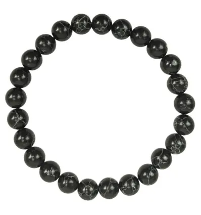 Bracelet Howlite noire | Boules 8mm