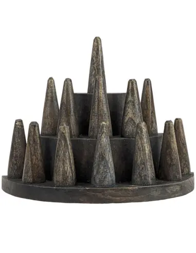 Porte-bagues / Présentoir à bagues (13 cônes) en bois finition "noir vintage"