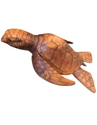 Statue Tortue de mer XL 50cm. Sculpture sur bois artisanale.