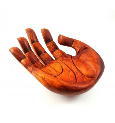 Vide-poche original forme Main en bois 30cm.