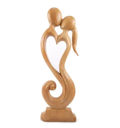 Grande Statue Couple en Fusion 50cm | Cadeau Noces de Bois