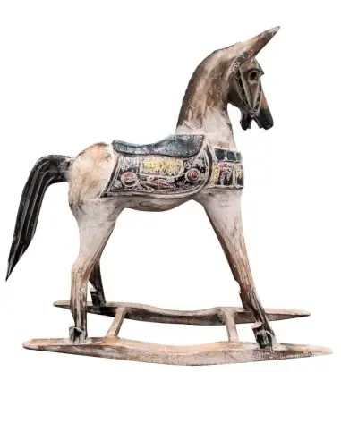 Cheval à bascule en bois 60cm | Statue rétro vintage