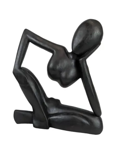 Sculpture abstraite "Le Penseur" 40cm en bois Noir | Design intemporel