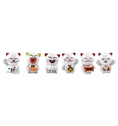 Lucky cats - Lot de 6 chats Maneki Neko - Porte-bonheur