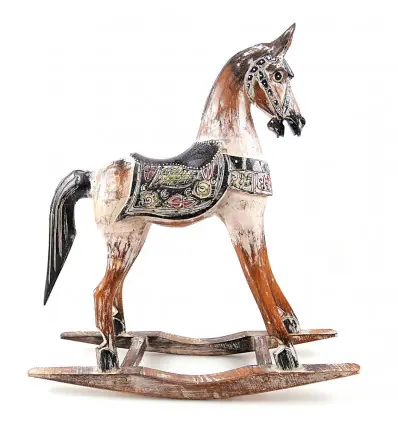Cheval à bascule en bois 45cm | Décoration vintage