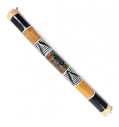 Bâton de Pluie artisanal, Rainstick 60cm décor peint à la main.