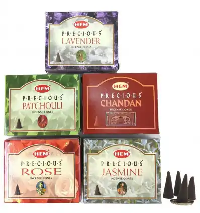Assortiment d'encens "Précieux" 5 parfums / 50 cônes | HEM