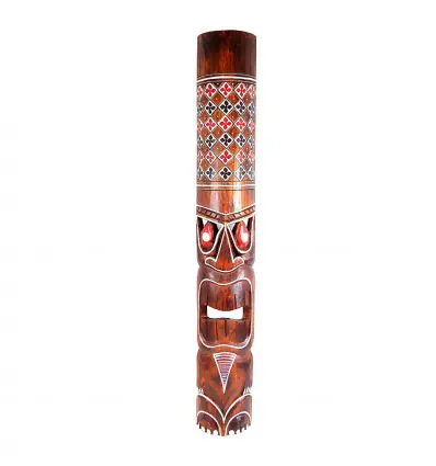 Masque Tiki en bois peint à la main | Format XL 100cm