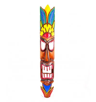 Grand Masque mural Tiki 100cm décoration artisanale Hawaï