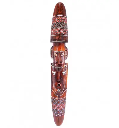 Grand masque en bois africain 100cm motif fumeur de pipe.