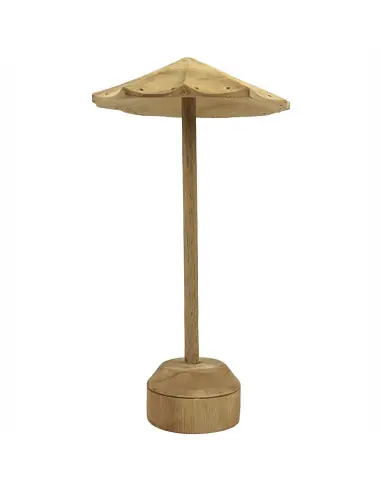 Présentoir à Boucles d'Oreilles forme Parasol en bois 26cm | Finition "Bois brut naturel"