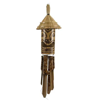 Carillon à vent en Bambou et Paille - Tiki Polynésien