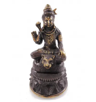 Statuette Shiva en laiton 17cm. Artisanat asiatique.