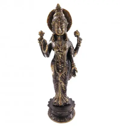 Statuette Dewi Laksmi en laiton 22cm. Artisanat asiatique.