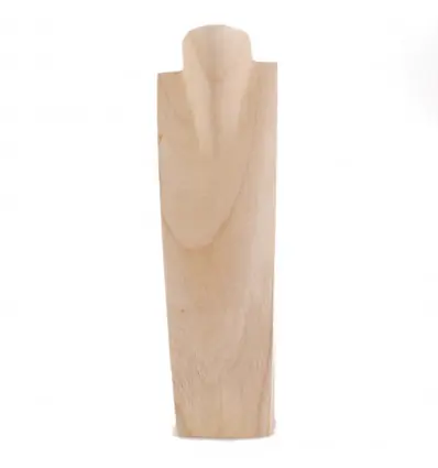 Grand Buste en bois Présentoir à colliers 50cm | Finition "Bois brut naturel"