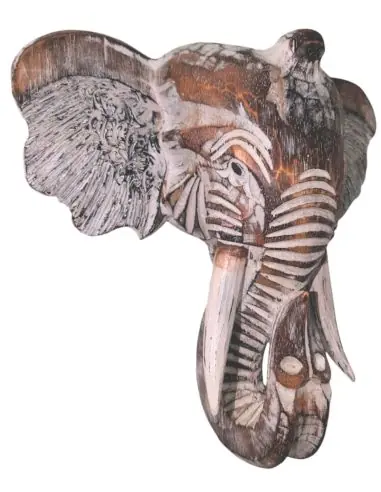Tête d'éléphant en bois 30cm | Trophée de chasse mural
