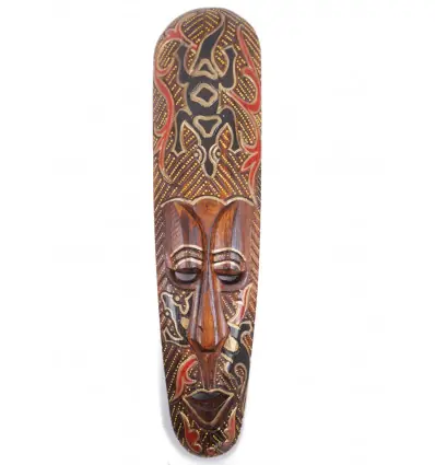 Masque Africain en bois 50cm motif Gecko.