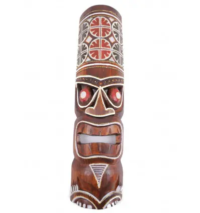 Masque Tiki Maori 50cm en bois sculpté.