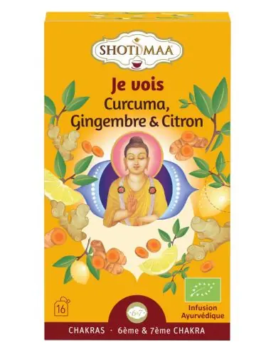 Infusion Ayurvédique Bio 6ème & 7ème Chakra Je Vois - Gingembre & Citron | Shoti Maa Chakras