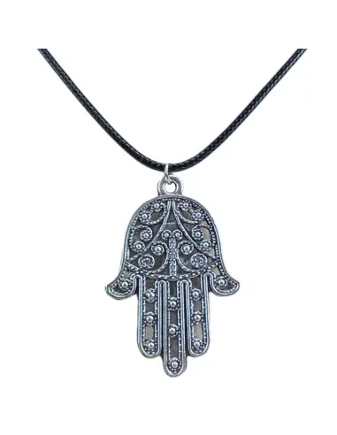 Collier avec pendentif main de Fatma en métal argenté