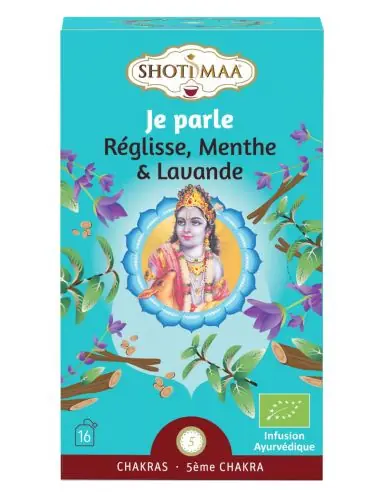 Infusion Ayurvédique Bio 5ème Chakra Je Parle - Réglisse, Menthe, Lavande | Shoti Maa Chakras