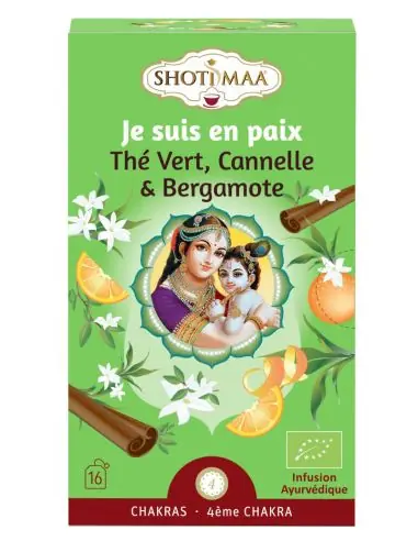 Infusion Ayurvédique Bio 4ème Chakra Je suis en Paix - Thé vert, Orange et Cannelle | Shoti Maa Chakras