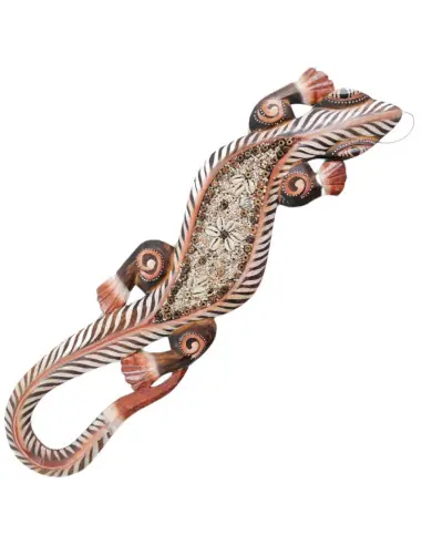 Gecko coquillages Cauris - déco murale en bois 50cm