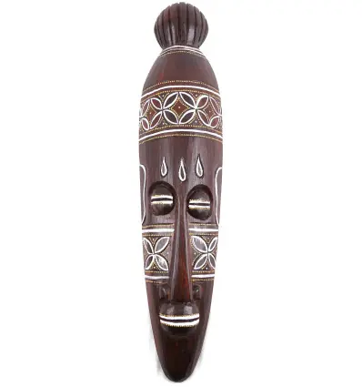 Grand masque africain en bois - Décoration batik 50cm style ethnic' chic artisanal