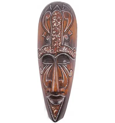Masque africain motif tribal - Décoration artisanale en bois 30cm
