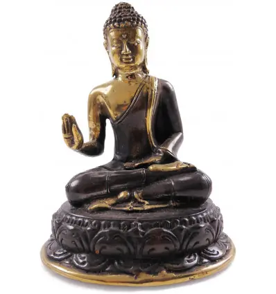 Statue de Bouddha assis sur lotus 17cm en laiton