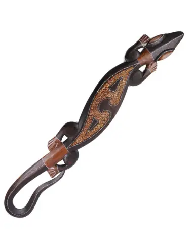 Gecko Margouillat en bois - déco murale motif tribal 100cm