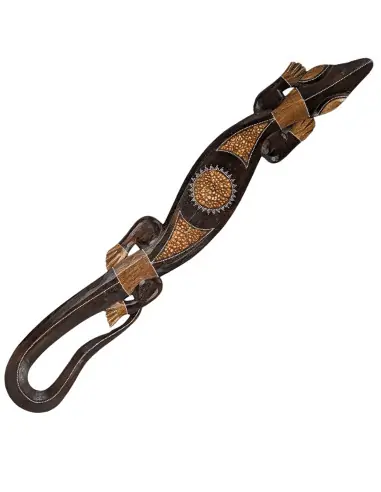 Lézard Salamandre en bois - déco murale motif soleil 100cm