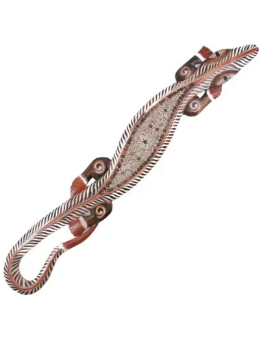 Gecko grand format décor coquillages - Frise murale en bois XL 100cm