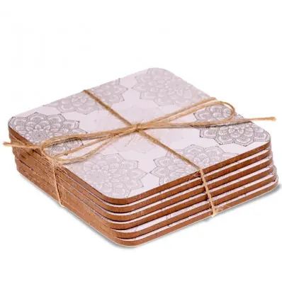Sous-verres motif Mandala gris - Lot de 6
