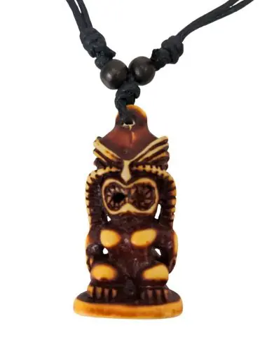Collier avec personnage Tiki marron - Style maori