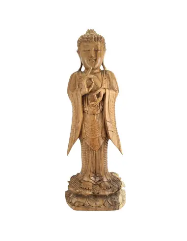 Statue de Bouddha debout 60cm en bois sculpté | Import Bali