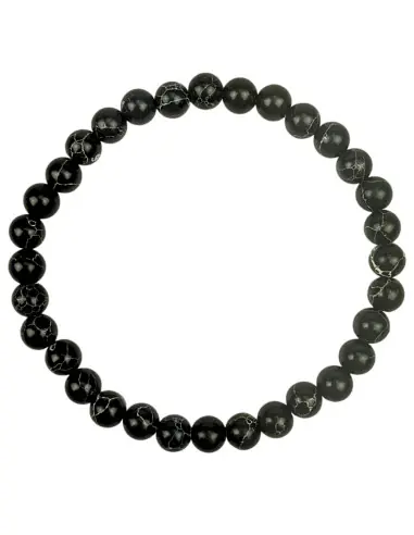 Bracelet Howlite noire - boules 6mm