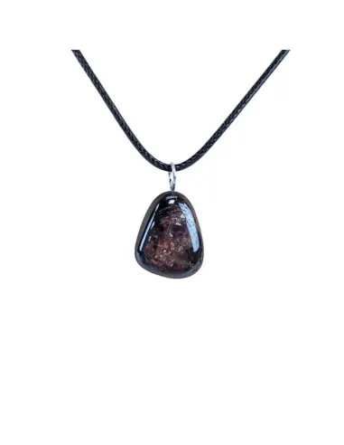 Collier Grenat Rouge du Brésil AAA | Pendentif pierre roulée + cordon