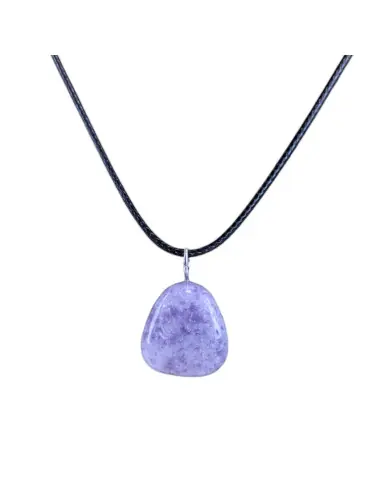 Collier Lépidolite AAA | pendentif pierre roulée + cordon
