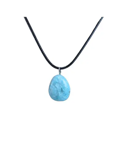 Collier Amazonite AAA - pendentif pierre roulée + cordon