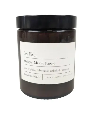 Bougie parfumée naturelle "Fidji" Mangue, Melon & Papaye 35 heures 135g | Drake