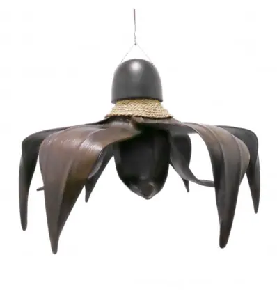 Déclassé - Lustre Ethnique ø70cm | Feuilles de cocotier, Jonc de mer et Acajou
