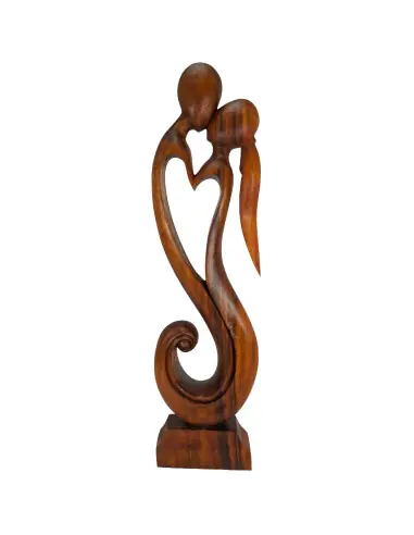 Sculpture sur bois XL "Couple en Fusion" 100cm en bois | Cadeau de Mariage