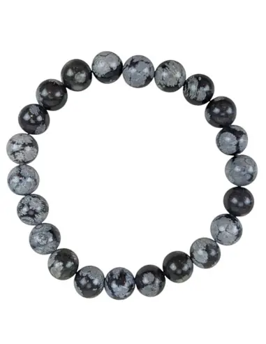 Bracelet Obsidienne Neige | Boules 8mm