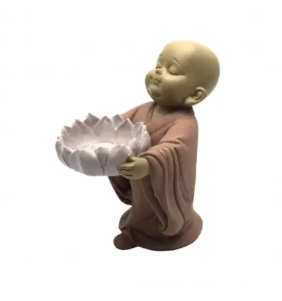 Bougeoir Bébé Bouddha tenant une fleur de lotus 13cm